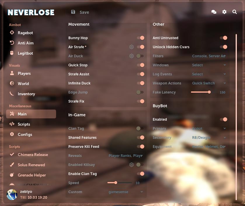 Neverlose cc marketplace script clan tag 