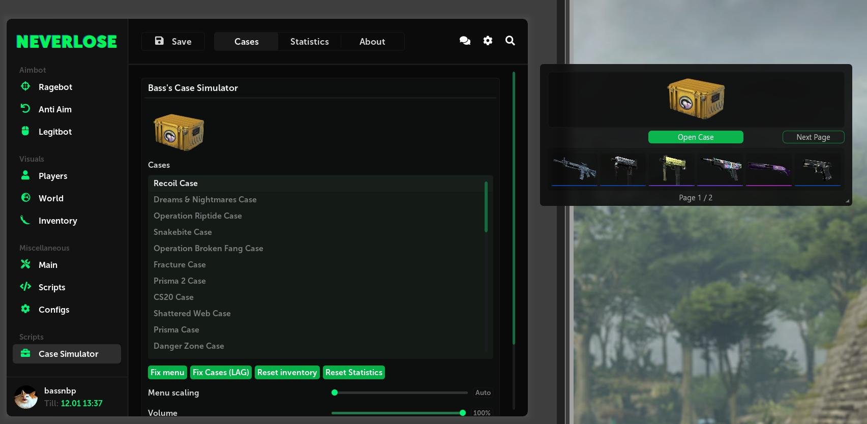 Neverlose cc marketplace script case simulator 