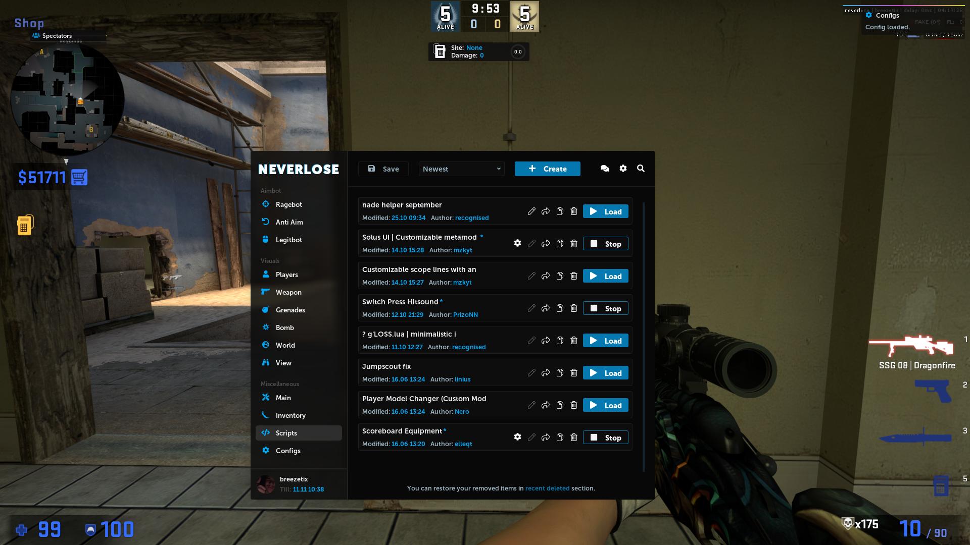 NeverLose.cc - Marketplace - Config